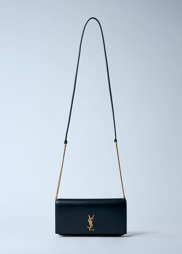 Saint Laurent Cassandre Phone Case On Chain Black sla0259082